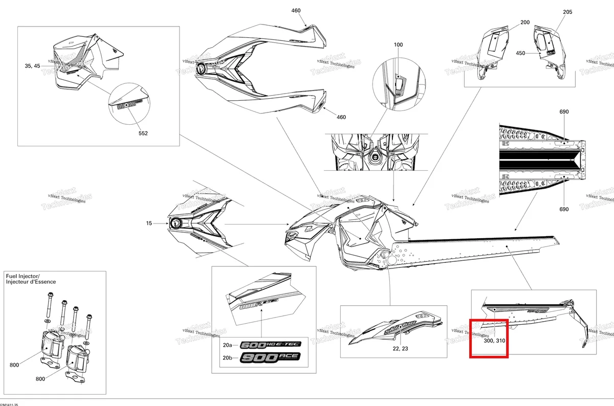 Деталь 516006249 на схеме узла 2014 Ski-Doo GSX LE 600HOE XS Decals