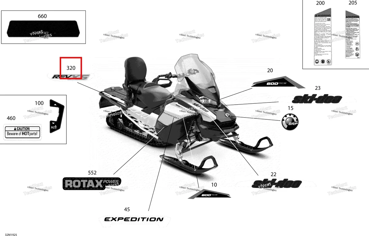 Деталь 516006250 на схеме узла 2019 Ski-Doo EXPEDITION SPORT 600 ACE Decals - 600 Ace