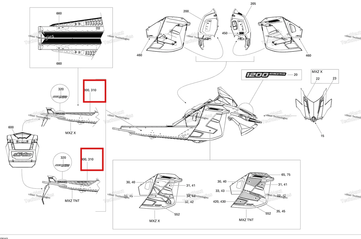 Деталь 516006262 на схеме узла 2014 Ski-Doo MXZ X 12004TEC XR Decals X