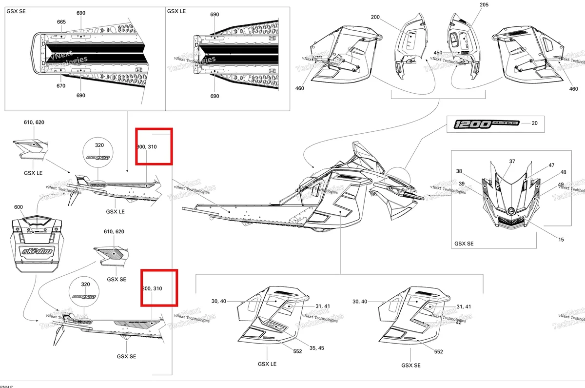 Деталь 516006268 на схеме узла 2014 Ski-Doo GSX SE 12004TEC XR Decals Se