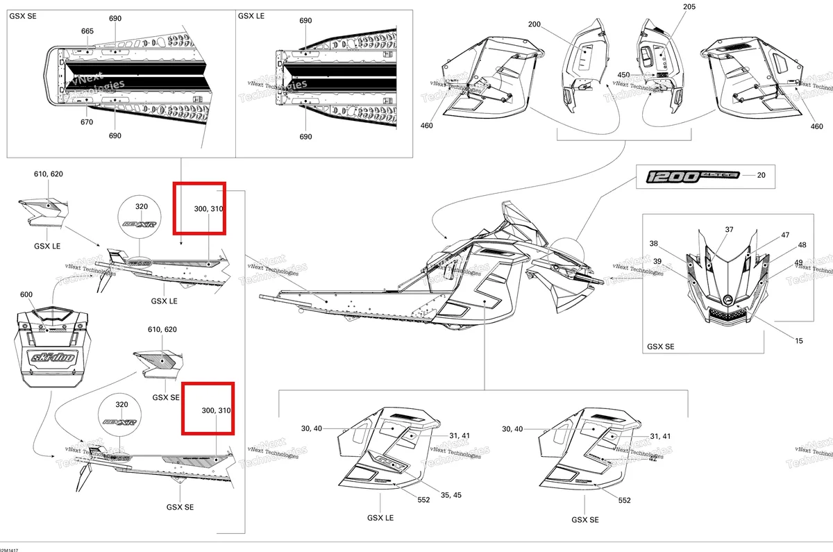 Деталь 516006269 на схеме узла 2014 Ski-Doo GSX SE 12004TEC XR Decals Se