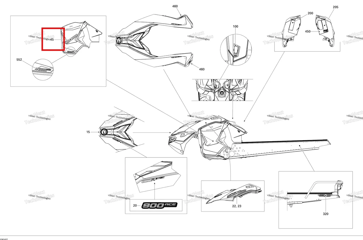 Деталь 516006312 на схеме узла 2014 Ski-Doo EXPEDITION SPORT 900ACE XS Decals