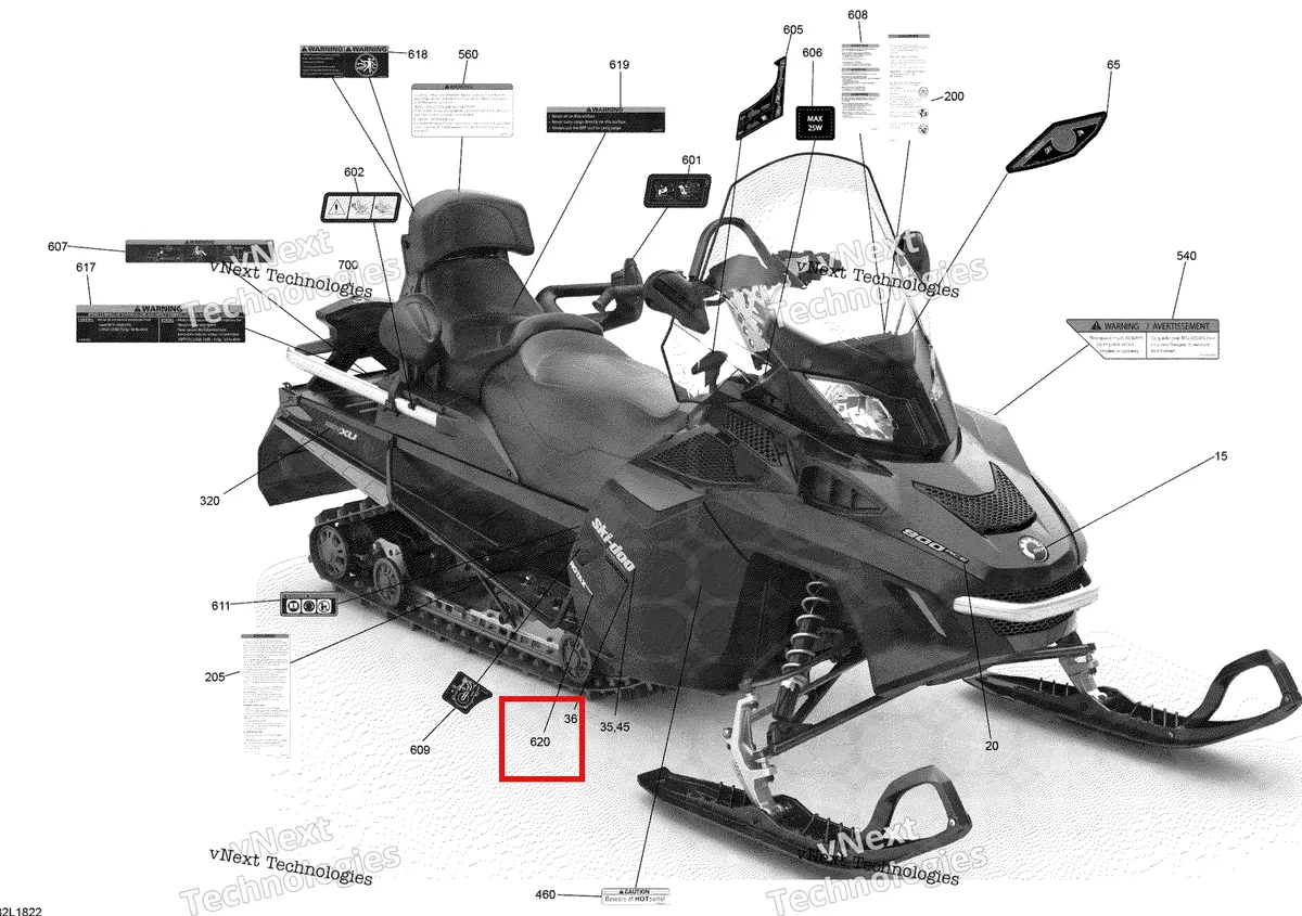 Деталь 516006331 (Ротакс Наклейка Питания) на схеме узла 2018 Ski-Doo EXPEDITION LE/SE 900 ACE Decals Expedition - Le, Se - 900 Ace