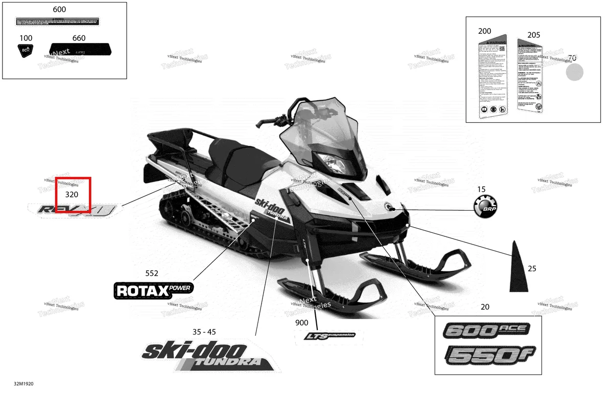 Деталь 516006362 на схеме узла 2019 Ski-Doo TUNDRA 600 ACE Decals - 600 Ace
