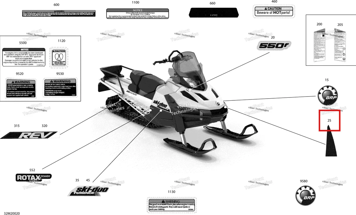 Деталь 516006382 на схеме узла 2020 Ski-Doo TUNDRA 550F Body - Decals - Lt