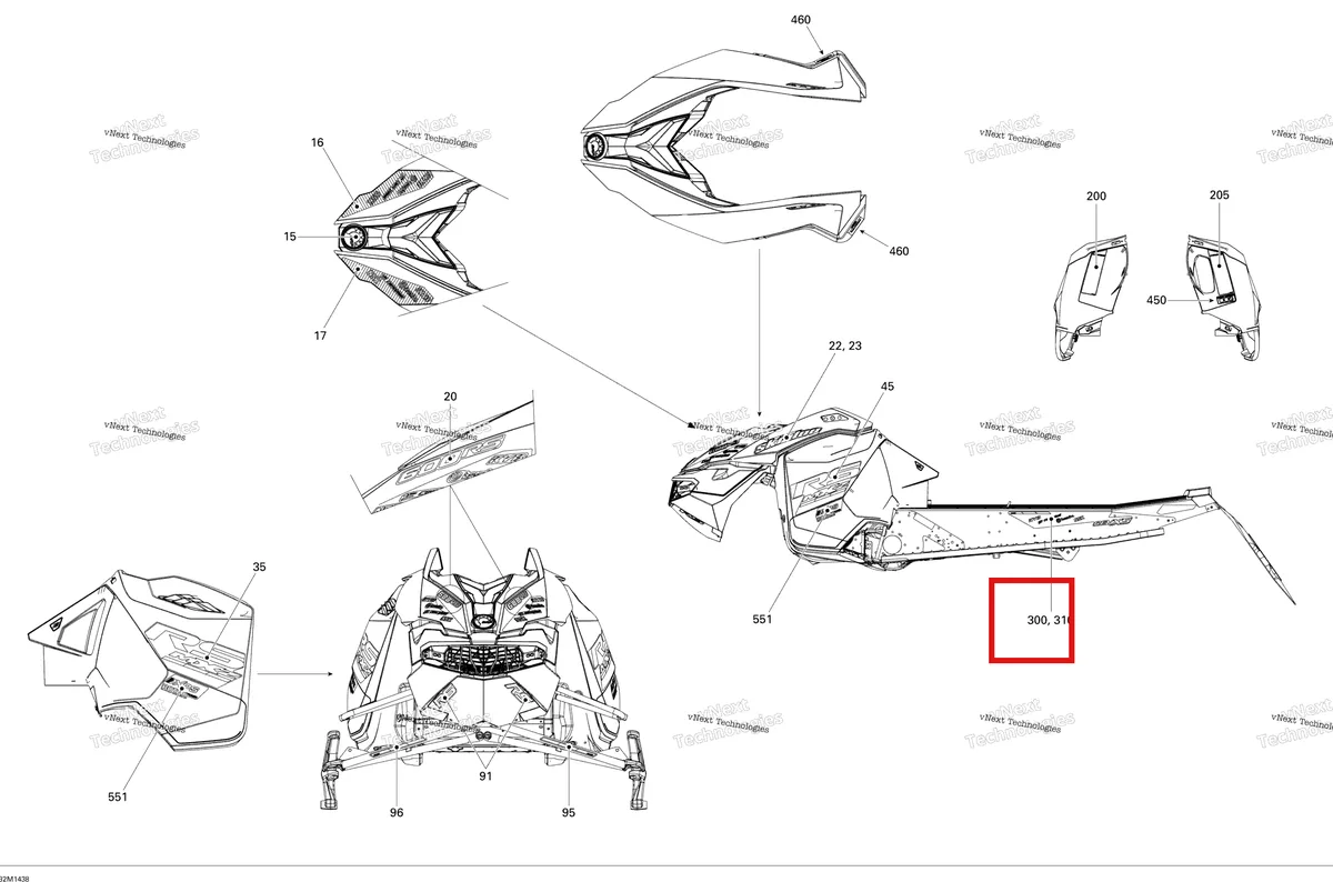 Деталь 516006384 на схеме узла 2014 Ski-Doo MXZ X 600RS XS RS Decals