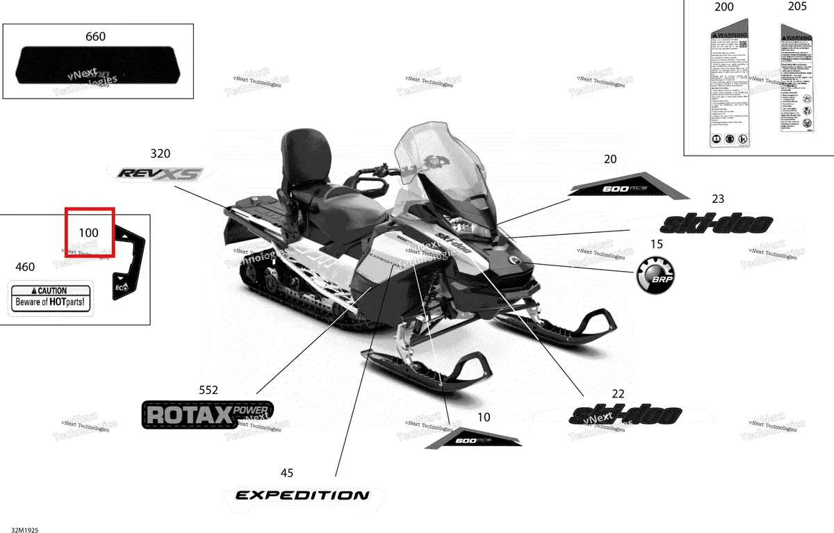 Деталь 516006386 на схеме узла 2019 Ski-Doo EXPEDITION SPORT 600 ACE Decals - 600 Ace