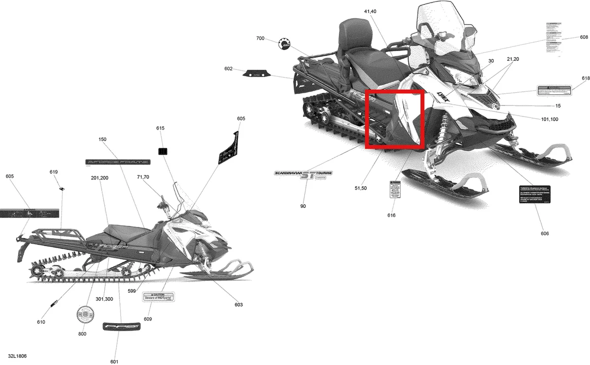 Схема применяемости: Наклейки, Lynx 49 Ranger 2 Stroke 516006485