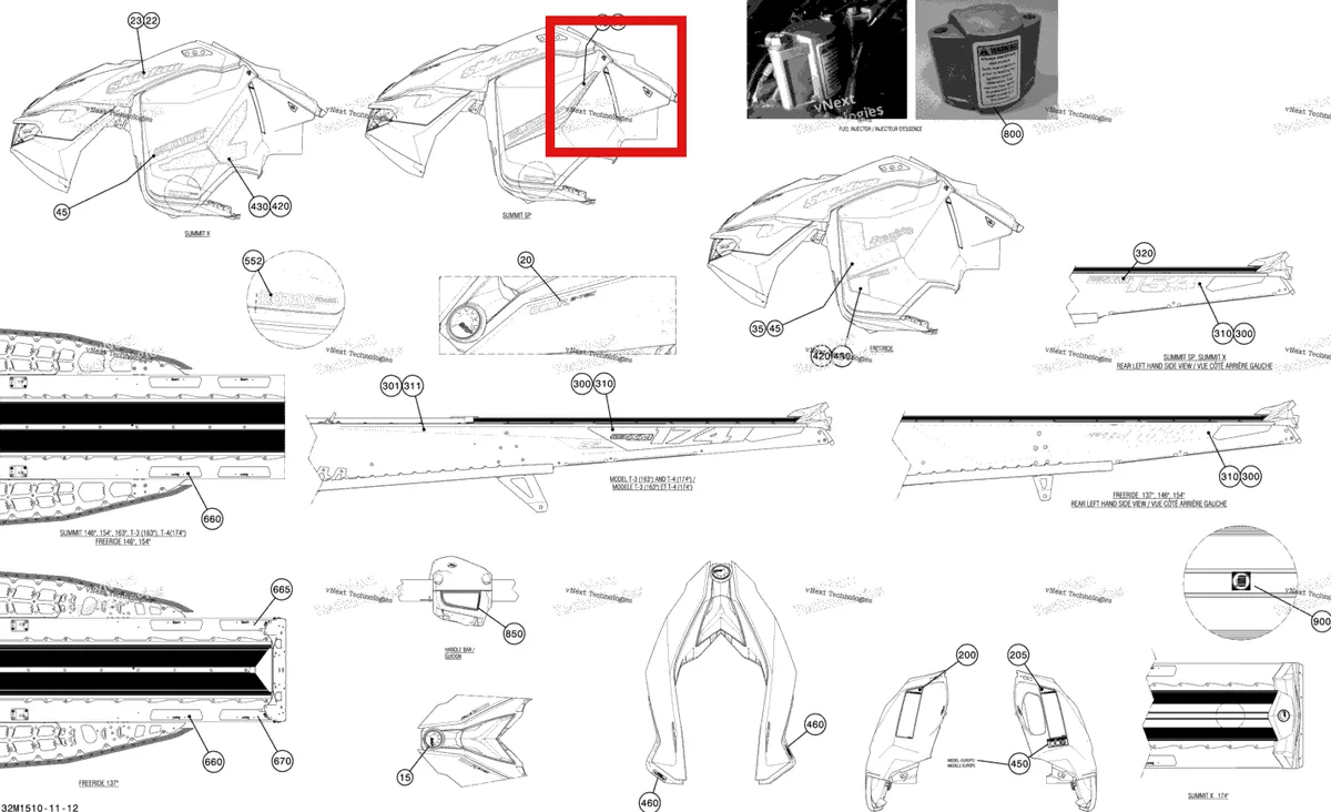 Деталь 516006488 на схеме узла 2015 Ski-Doo SUMMIT SP 600HOETEC XM-146 Decals 600Hoetec