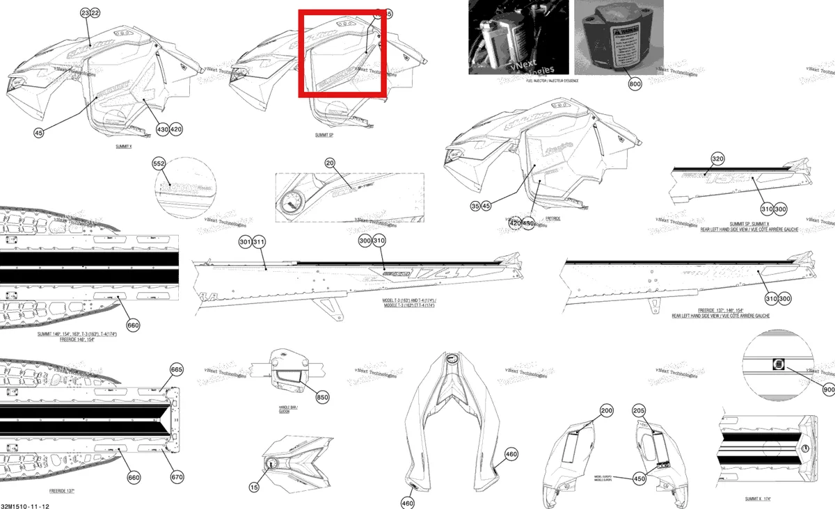 Деталь 516006496 на схеме узла 2015 Ski-Doo FREERIDE 800RETEC XM-RS, 137 Decals