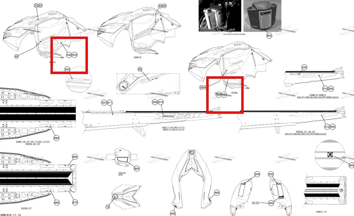 Деталь 516006602 на схеме узла 2015 Ski-Doo SUMMIT X 800RETEC XM T3-163 Decals