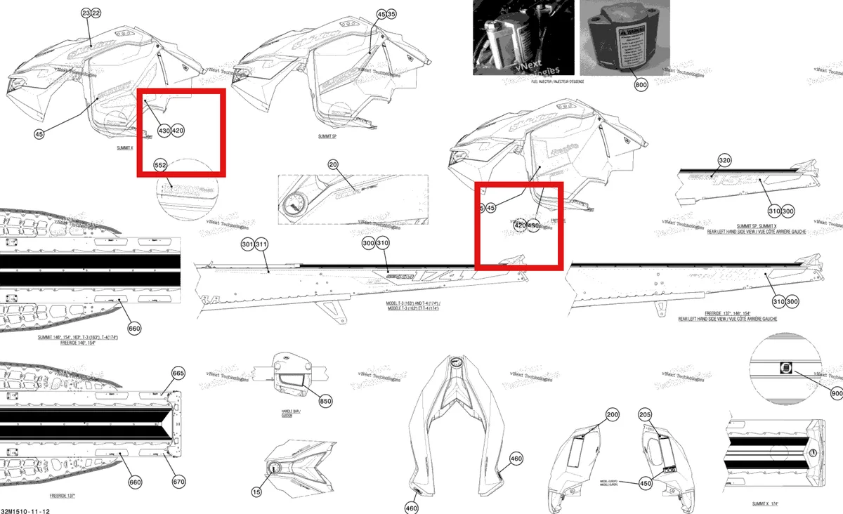Деталь 516006603 на схеме узла 2015 Ski-Doo SUMMIT X 800RETEC XM T3-163 Decals