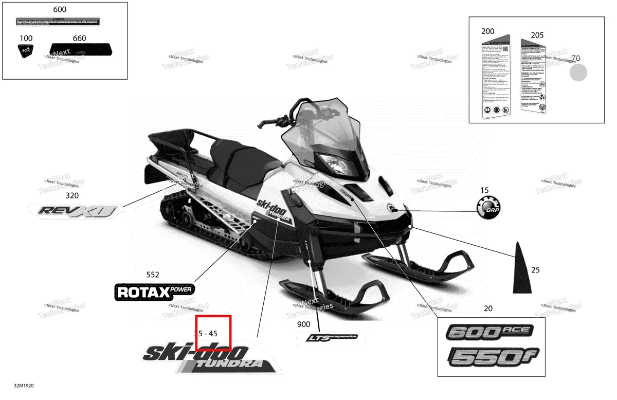 Деталь 516006759 на схеме узла 2019 Ski-Doo TUNDRA 600 ACE Decals - 600 Ace
