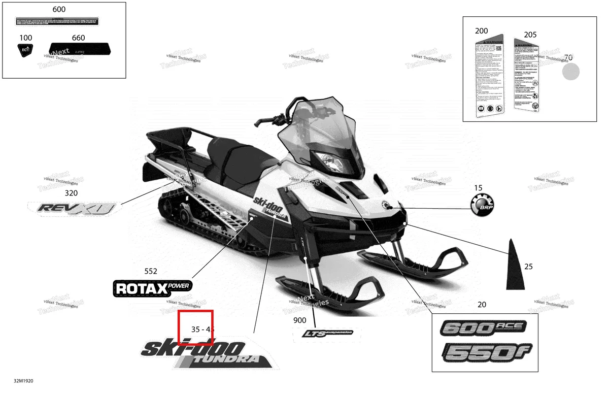 Деталь 516006760 на схеме узла 2019 Ski-Doo TUNDRA 600 ACE Decals - 600 Ace