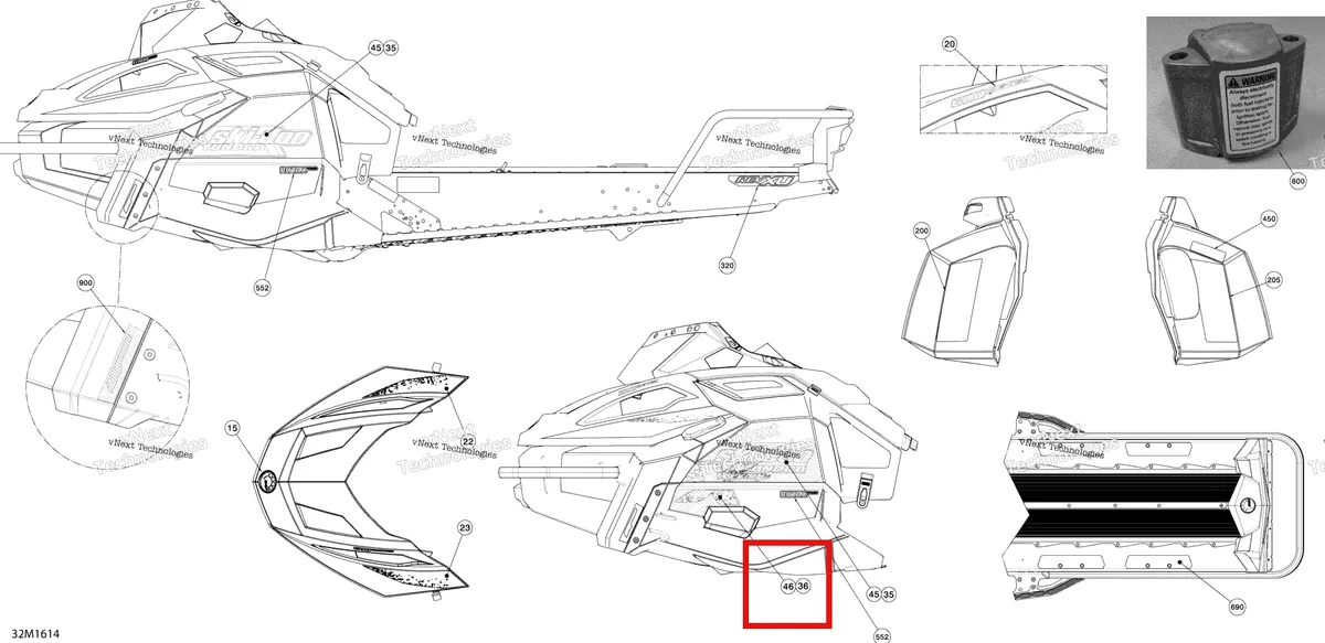 Деталь 516006763 на схеме узла 2016 Ski-Doo TUNDRA - XTREME Decals