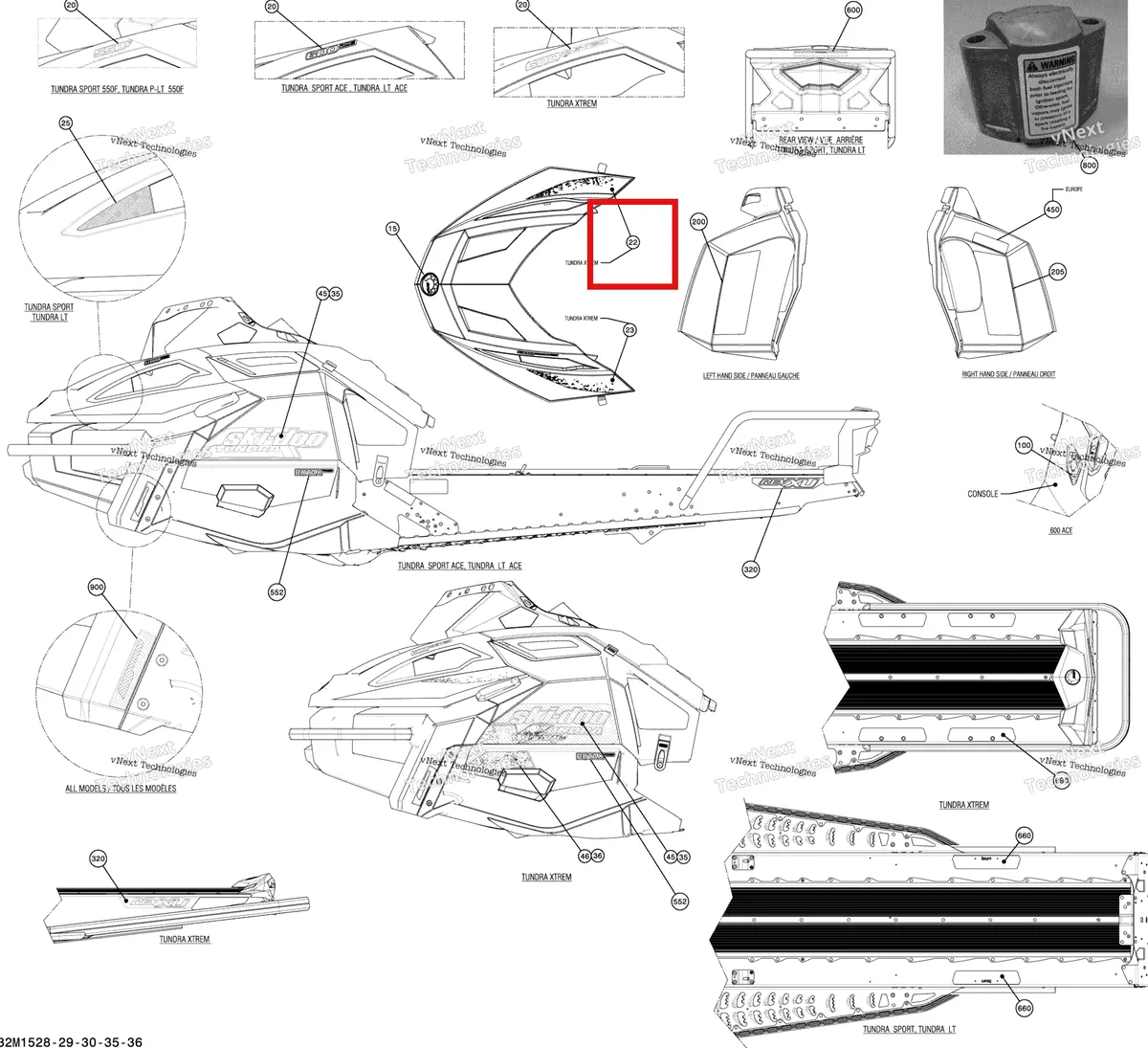 Деталь 516006769 на схеме узла 2015 Ski-Doo TUNDRA XTREME 600HOETEC XU-154 Decals