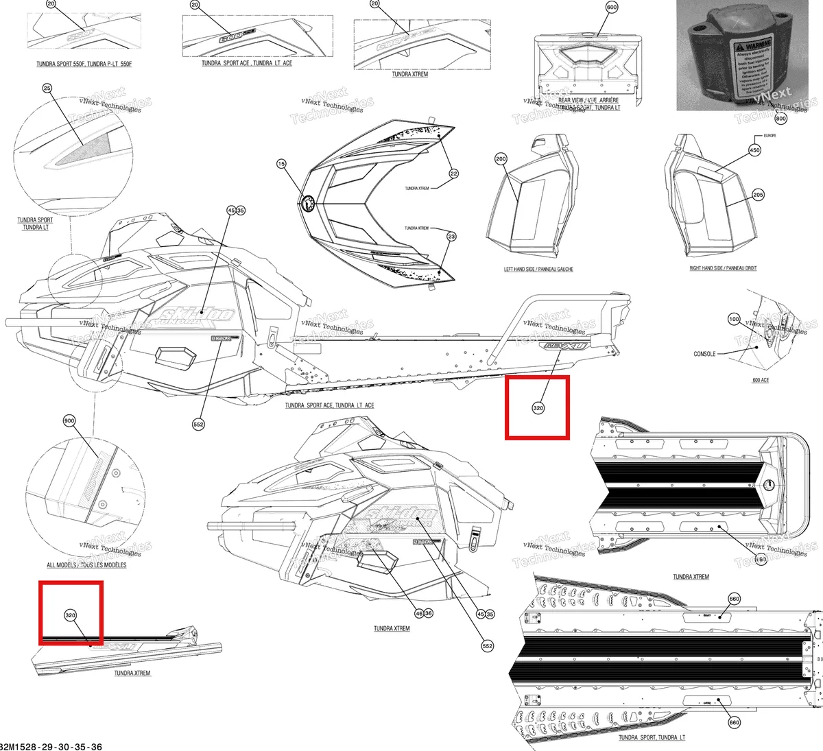 Деталь 516006770 на схеме узла 2015 Ski-Doo TUNDRA XTREME 600HOETEC XU-154 Decals