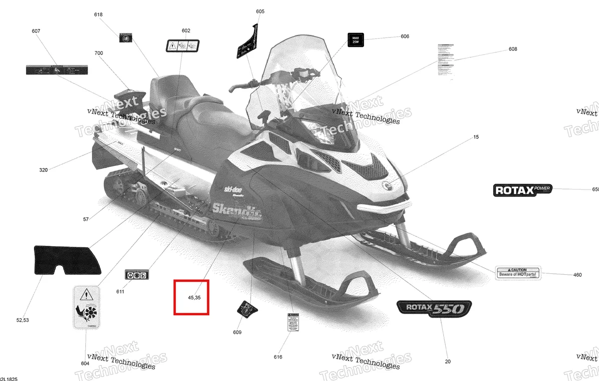 Деталь 516006800 на схеме узла 2018 Ski-Doo SKANDIC 550F Decals Scandic - Swt - 550F