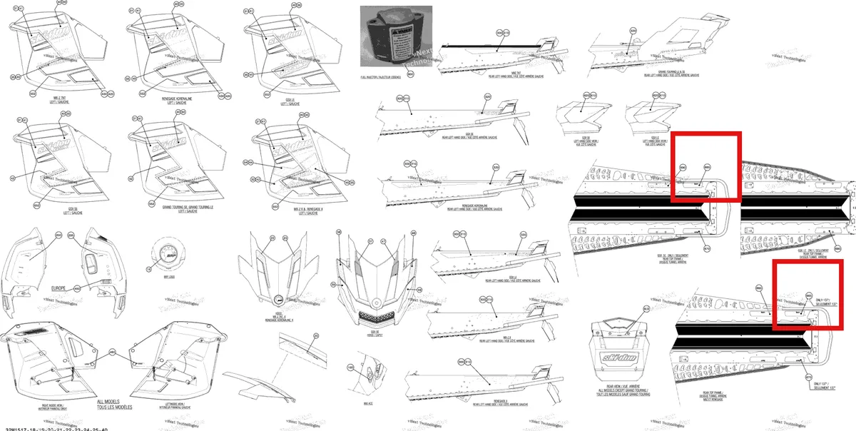 Деталь 516006861 на схеме узла 2015 Ski-Doo RENEGADE X 1200 XR137 Decals