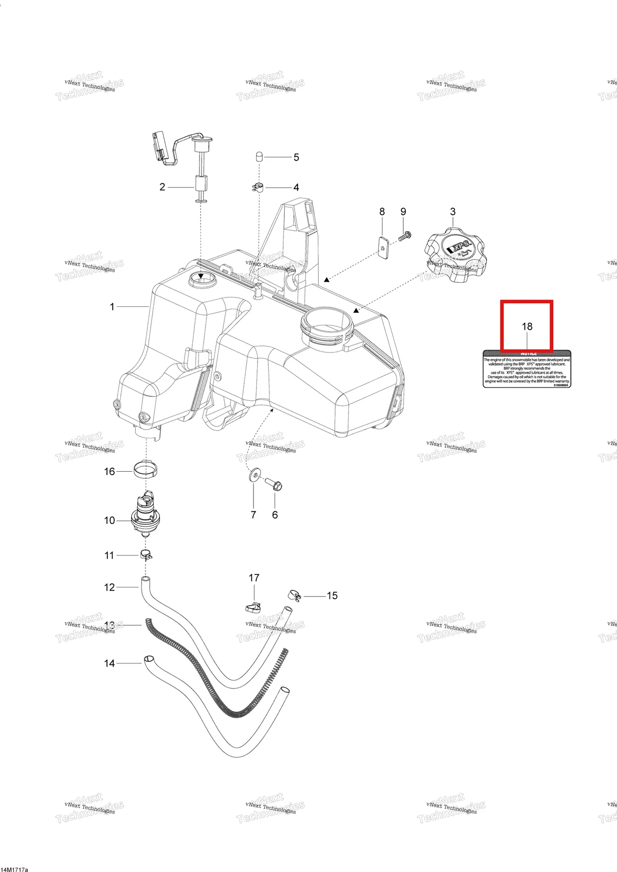 Деталь 516006904 (Наклейка) на схеме узла 2017 Ski-Doo SKANDIC - 2-STROKE - WT-SWT Oil System - 550F