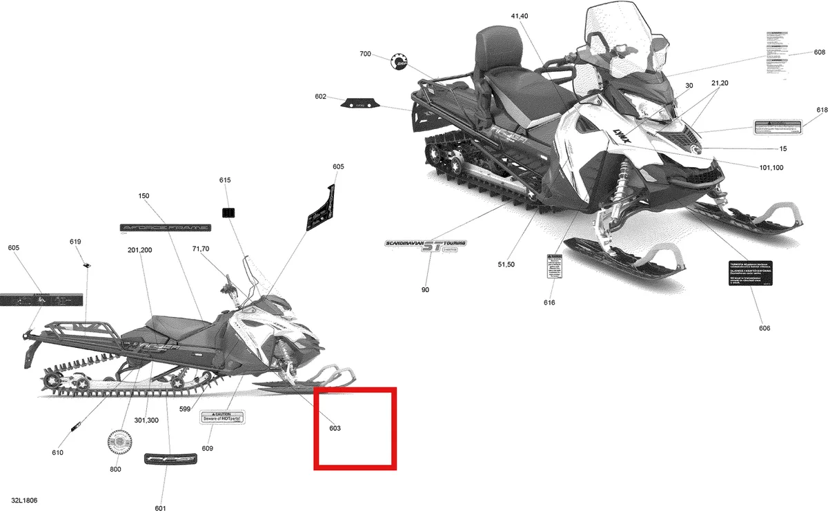 Схема применяемости: Наклейки, Lynx 49 Ranger 2 Stroke 516007095