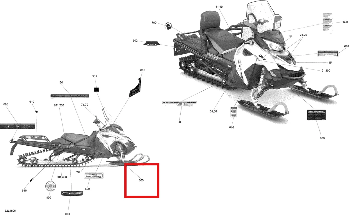 Схема применяемости: Наклейки, Lynx 49 Ranger 2 Stroke 516007096