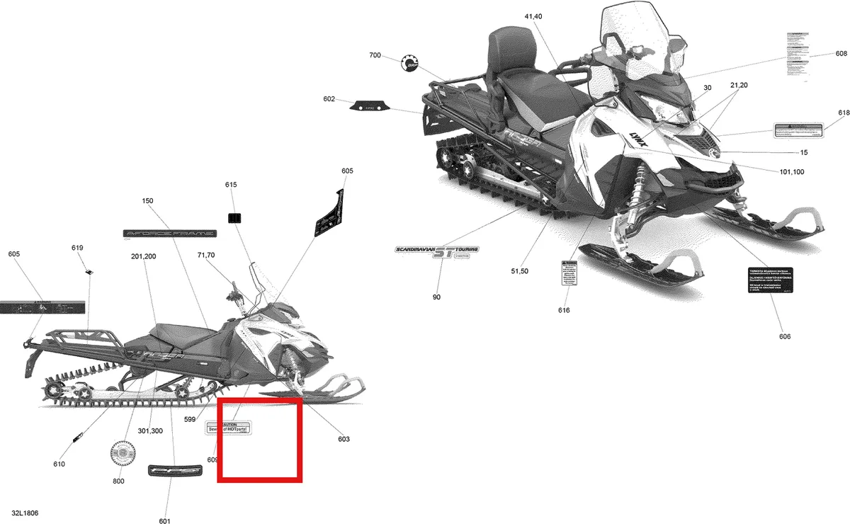Схема применяемости: Наклейки, Lynx 49 Ranger 2 Stroke 516007100