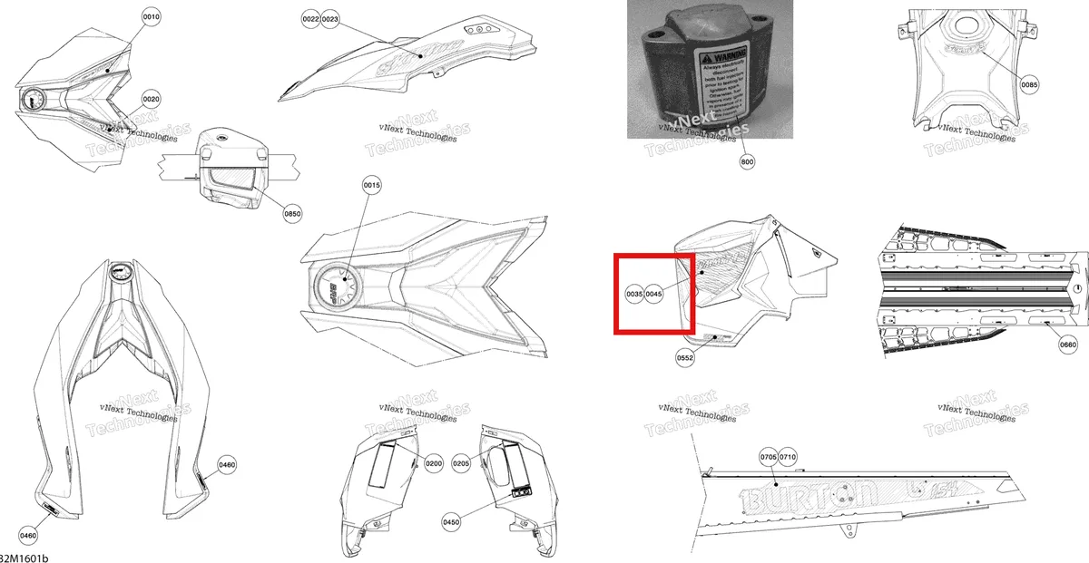 Деталь 516007324 на схеме узла 2016 Ski-Doo SUMMIT 800R E-TEC Decals - Package Burton
