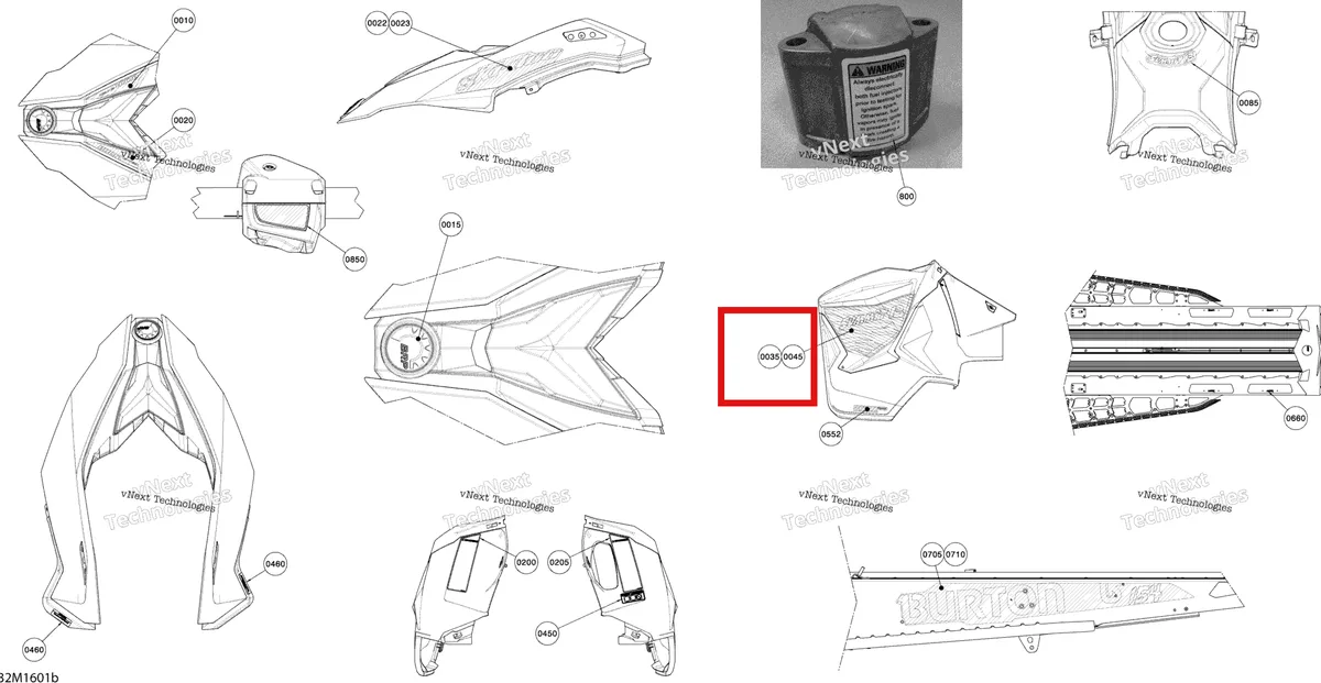 Деталь 516007325 на схеме узла 2016 Ski-Doo SUMMIT 800R E-TEC Decals - Package Burton