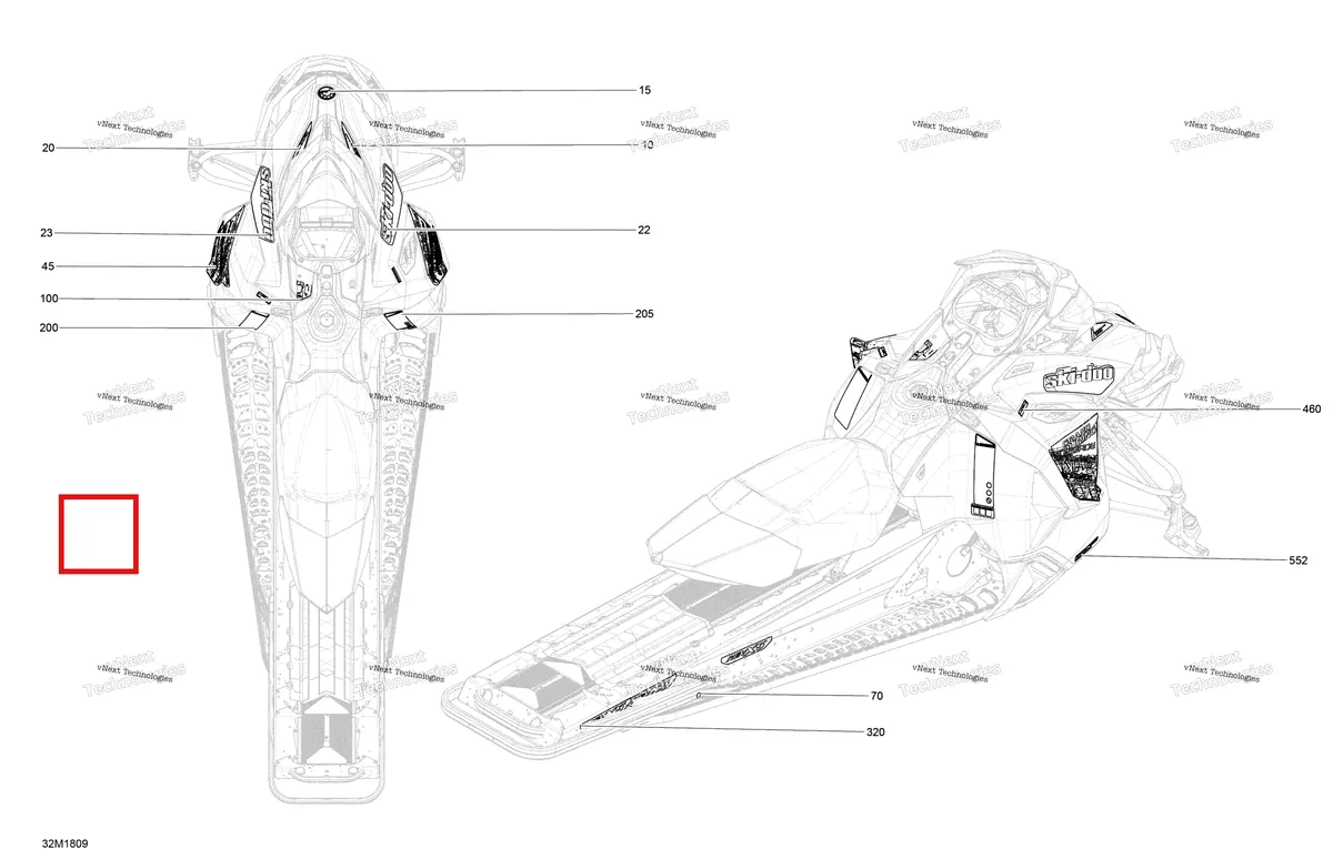 Деталь 516007328 на схеме узла 2018 Ski-Doo GRAND TOURING 900 AC Decals Grand Touring - 900 Ace - Package Se