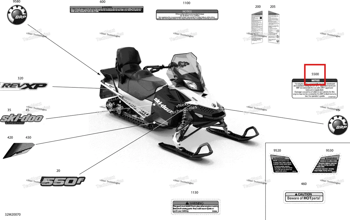 Деталь 516007443 на схеме узла 2020 Ski-Doo EXPEDITION SPORT 550F Body - Decals - Sport