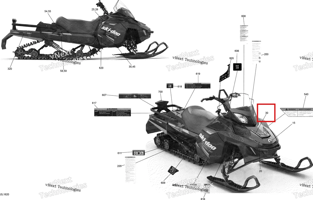 Деталь 516007456 на схеме узла 2018 Ski-Doo EXPEDITION XTREME 800R E-TEC Decals Expedition - Extreme