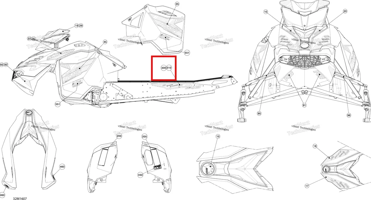 Деталь 516007512 на схеме узла 2016 Ski-Doo MXZ 600 RS Decals