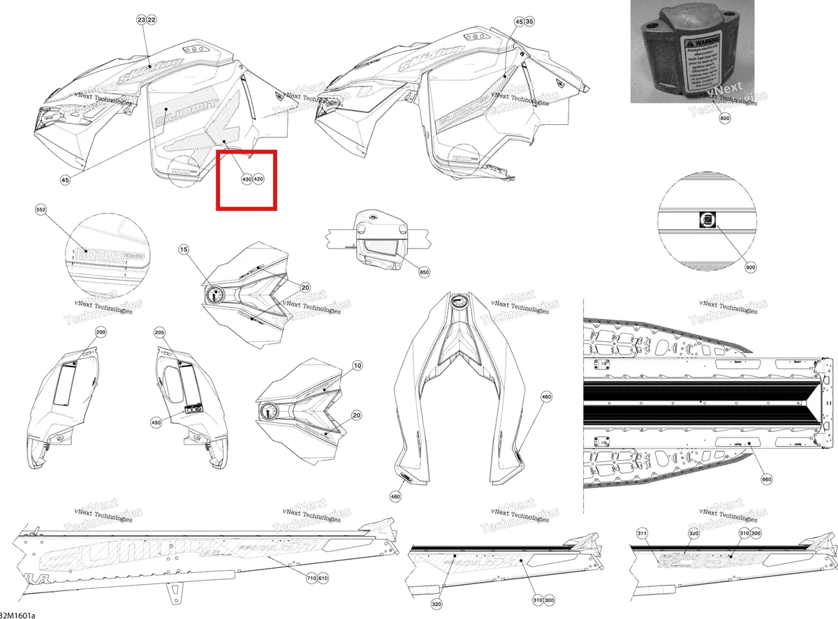 Деталь 516007516 на схеме узла 2016 Ski-Doo SUMMIT 800R E-TEC Decals - 800R Etec - Sp, Sp T3, X, X T3