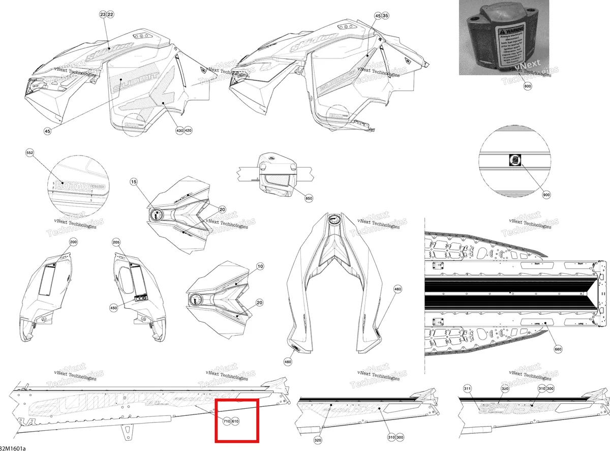 Деталь 516007524 на схеме узла 2016 Ski-Doo SUMMIT 800R E-TEC Decals - 800R Etec - Sp, Sp T3, X, X T3