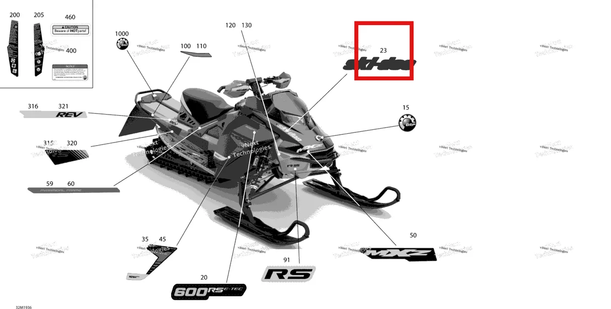 Деталь 516007699 на схеме узла 2019 Ski-Doo MXZ 600 RACING Decals - 600 - Racing