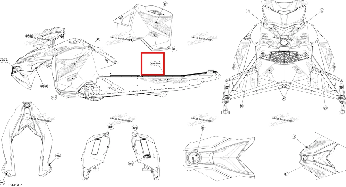 Деталь 516007737 на схеме узла 2017 Ski-Doo MXZ 600 RS Decals