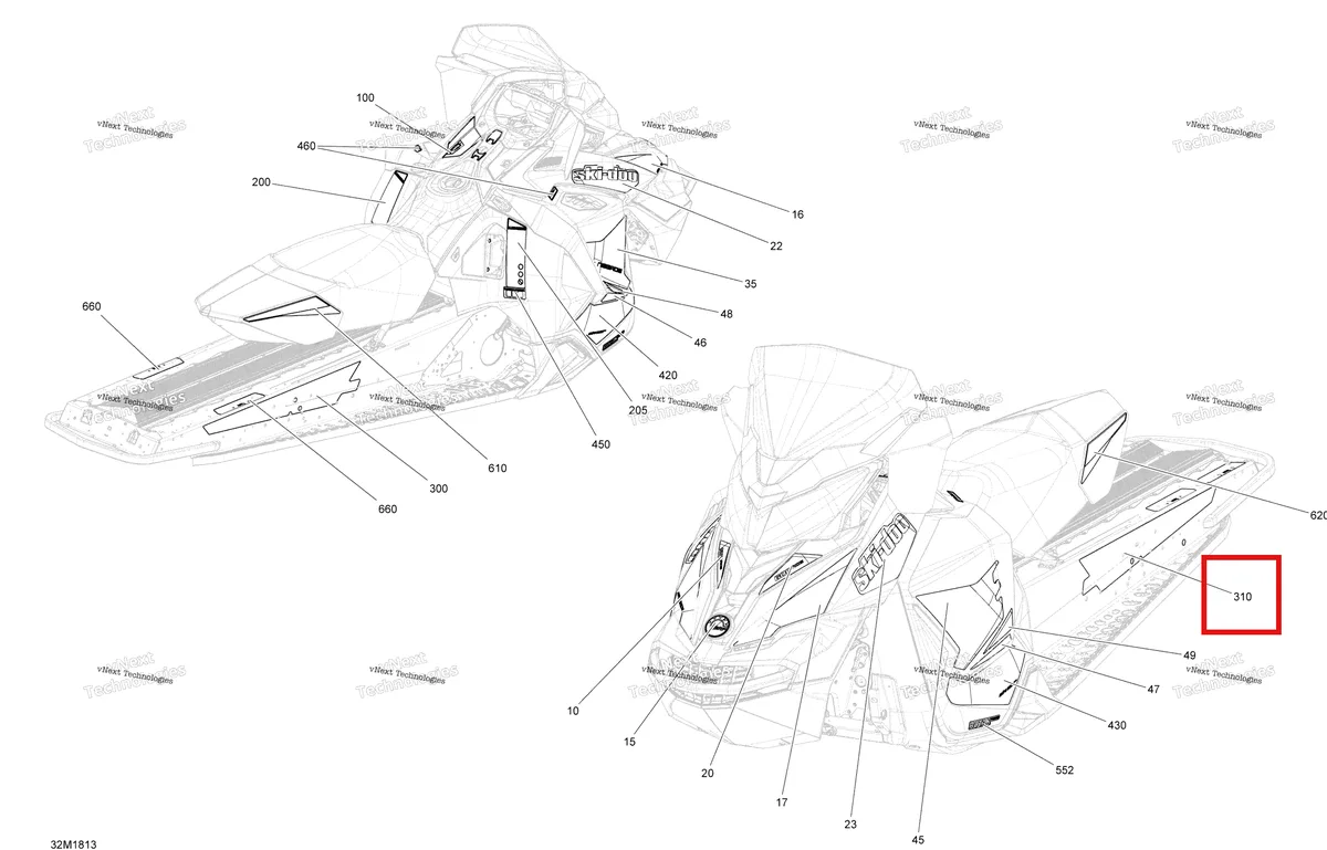 Деталь 516007821 на схеме узла 2018 Ski-Doo MXZ 600 ACE Decals Mxz - 600 Ace - Package Sport