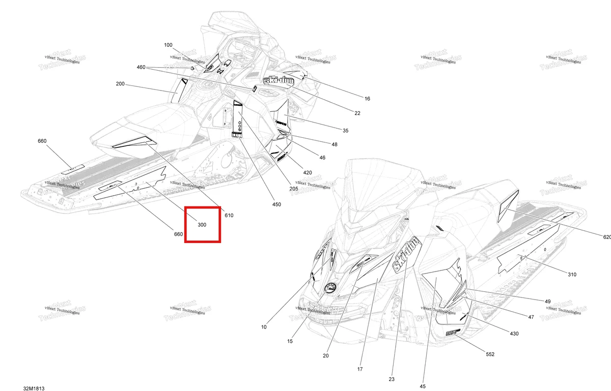 Деталь 516007822 на схеме узла 2018 Ski-Doo MXZ 600 ACE Decals Mxz - 600 Ace - Package Sport