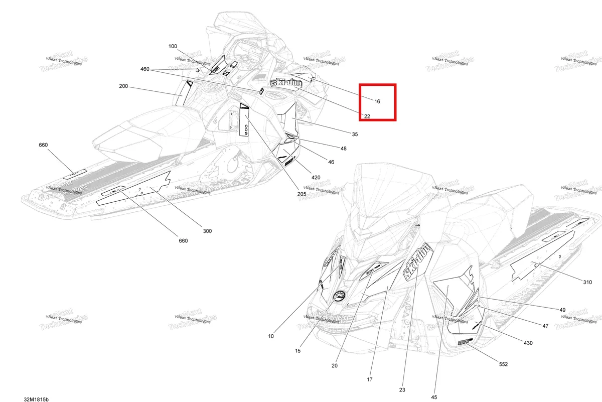 Деталь 516007831 на схеме узла 2018 Ski-Doo MXZ 900 ACE Decals Mxz - 900 Ace - Package Tnt