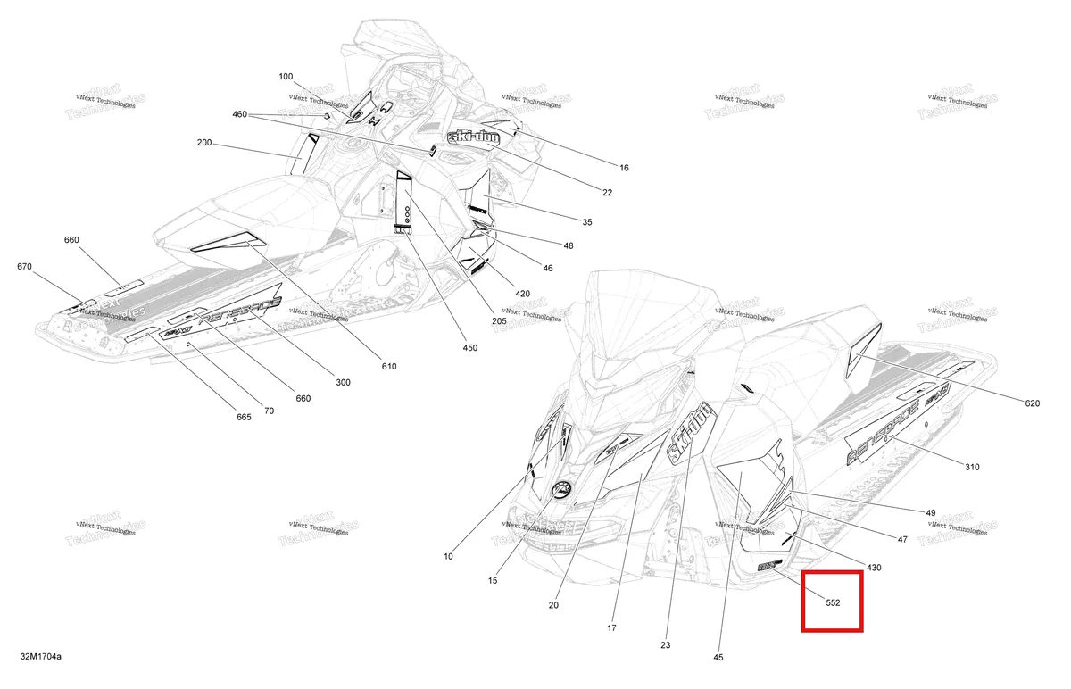 Деталь 516007834 на схеме узла 2017 Ski-Doo RENEGADE - 4-STROKE Decals - Package Sport