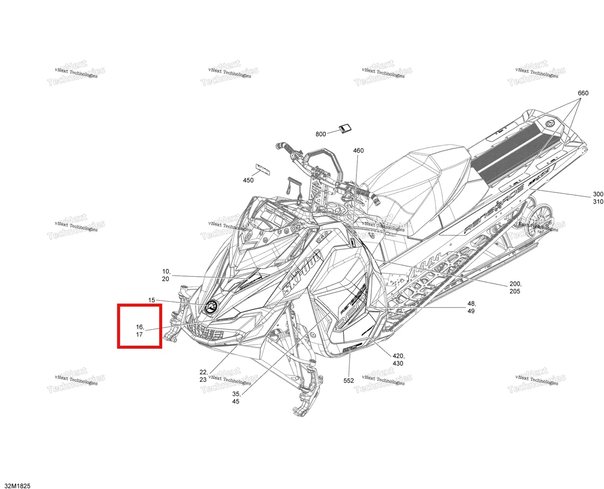 Деталь 516007846 на схеме узла 2018 Ski-Doo RENEGADE 600HO E-TEC Decals Renegade - 600Ho E-Tec - Package Bc