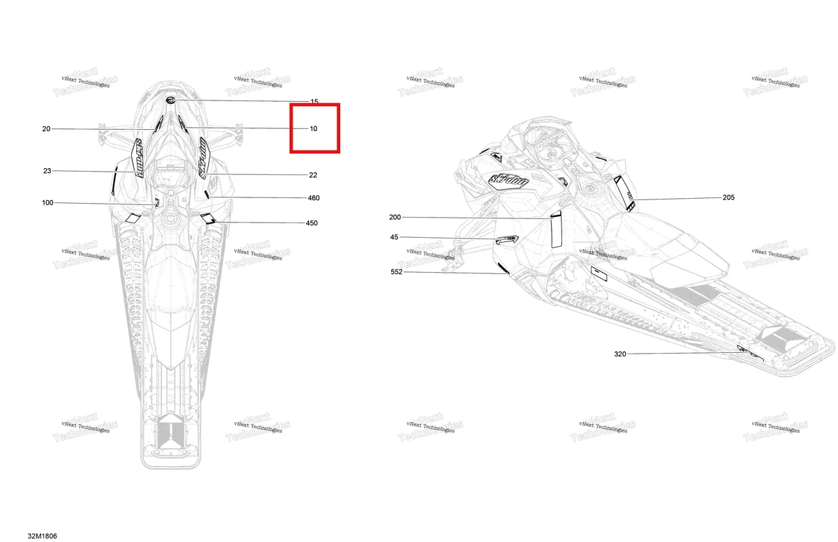 Деталь 516007856 на схеме узла 2018 Ski-Doo EXPEDITION SPORT 900 ACE Decals Expedition - 900 Ace