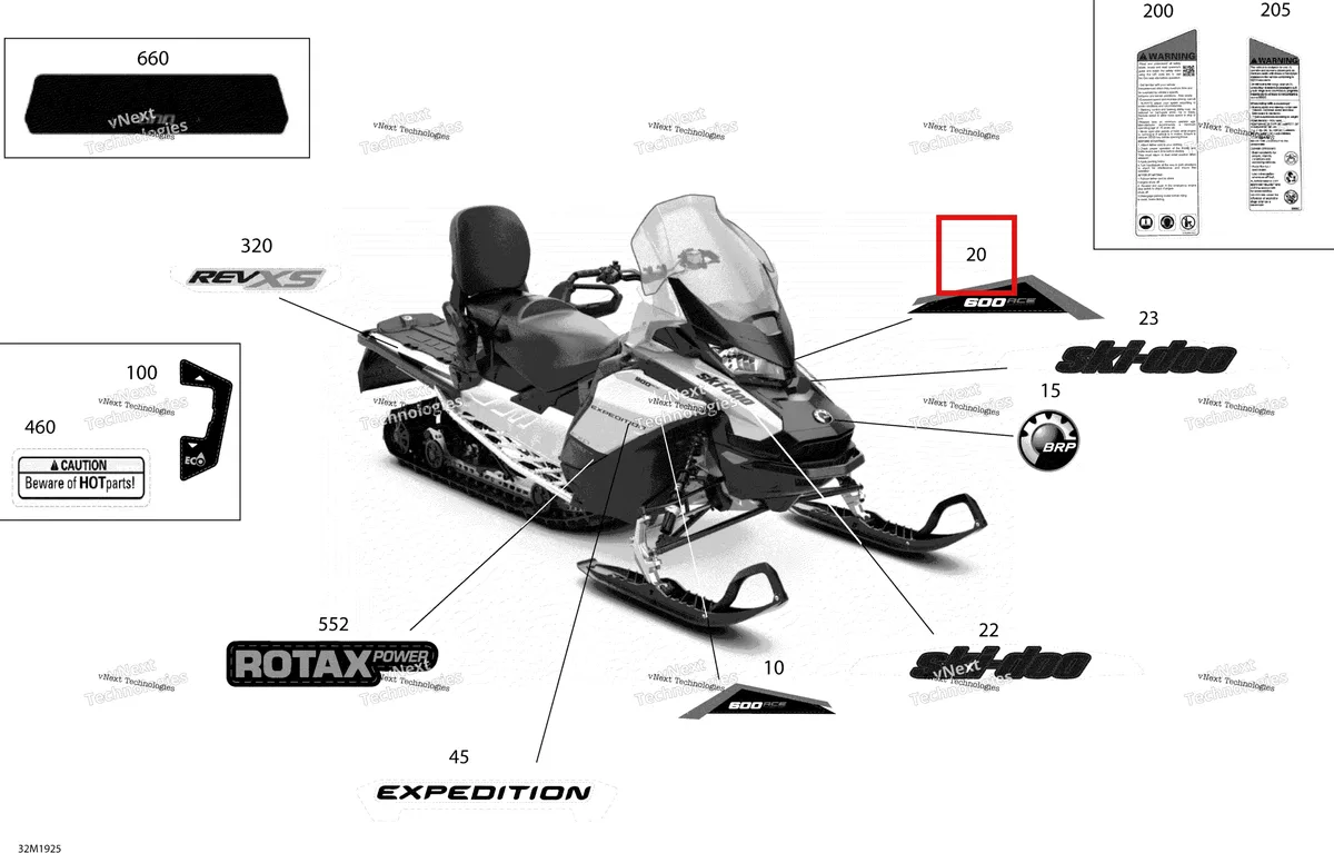 Деталь 516007889 на схеме узла 2019 Ski-Doo EXPEDITION SPORT 600 ACE Decals - 600 Ace