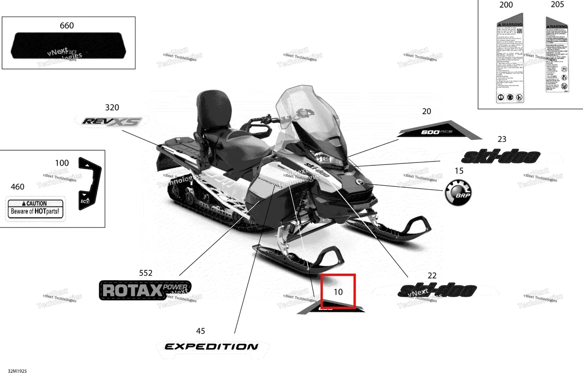 Деталь 516007890 на схеме узла 2019 Ski-Doo EXPEDITION SPORT 600 ACE Decals - 600 Ace