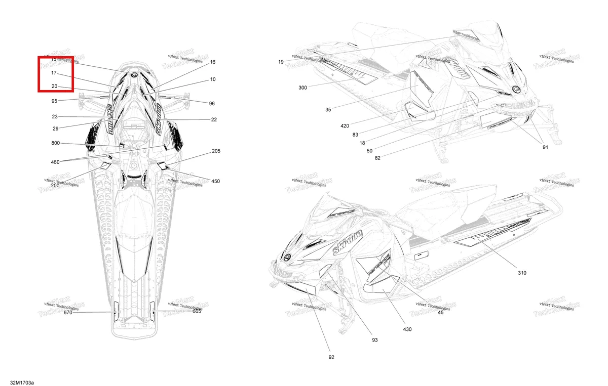 Деталь 516007914 на схеме узла 2017 Ski-Doo RENEGADE - 2-STROKE - 600HO E-TEC Decals - Package Xrs