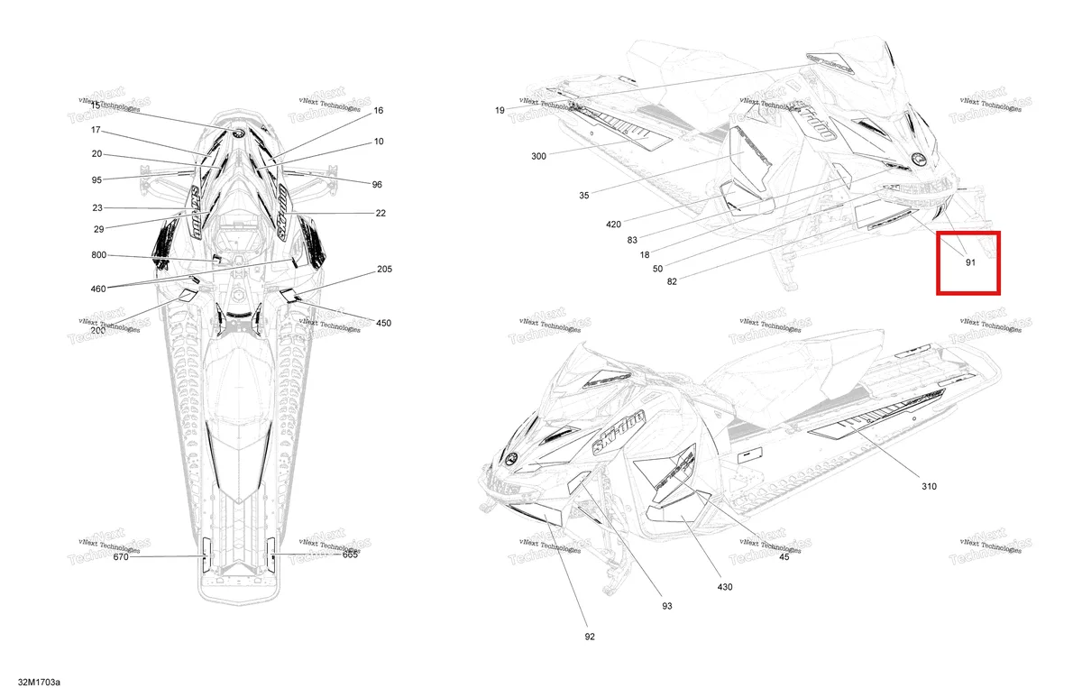 Деталь 516007916 на схеме узла 2017 Ski-Doo RENEGADE - 2-STROKE - 600HO E-TEC Decals - Package Xrs