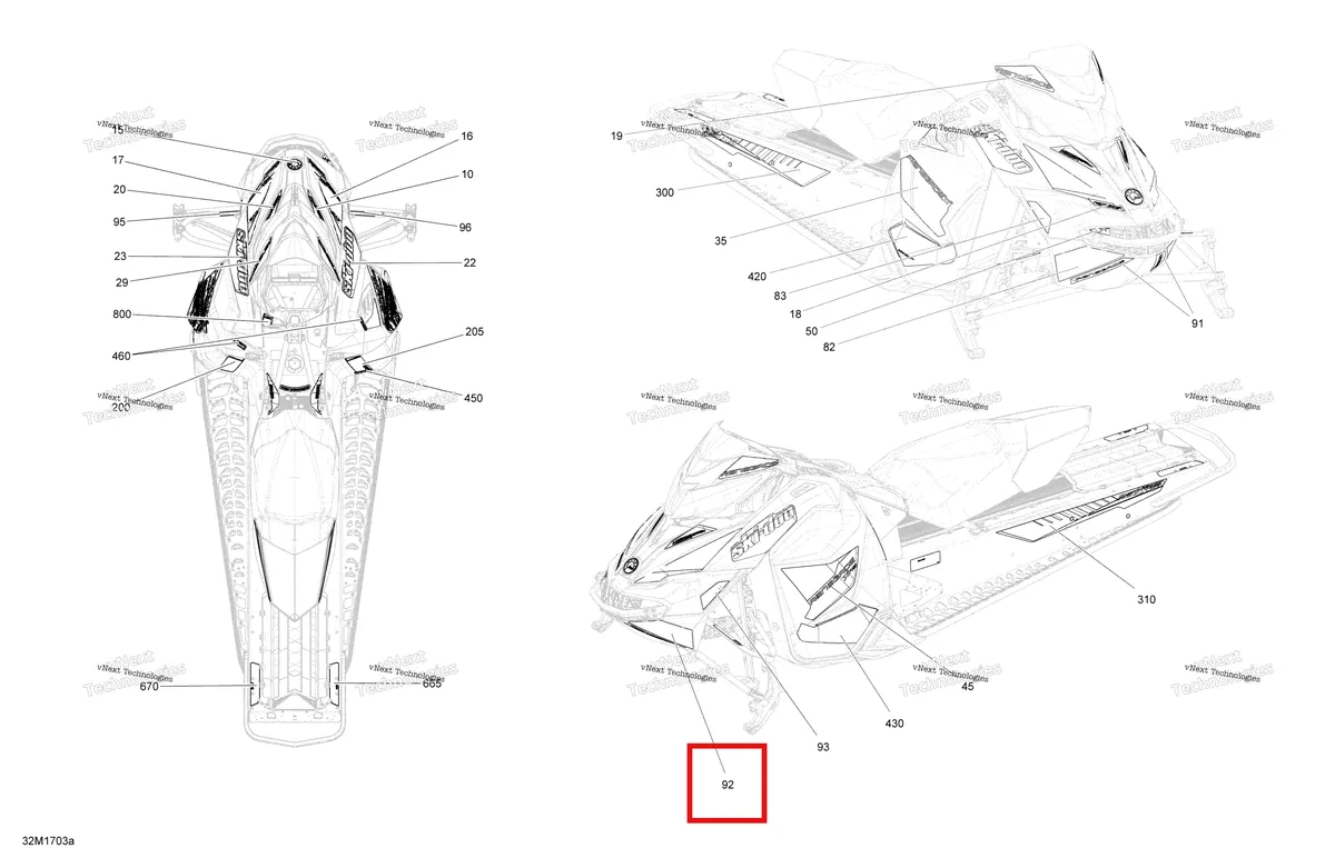 Деталь 516007918 на схеме узла 2017 Ski-Doo RENEGADE - 2-STROKE - 600HO E-TEC Decals - Package Xrs