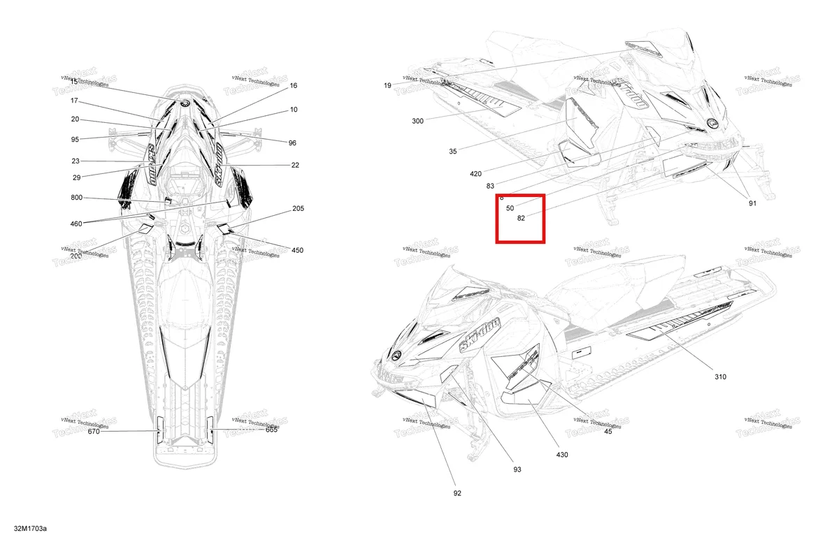 Деталь 516007919 на схеме узла 2017 Ski-Doo RENEGADE - 2-STROKE - 600HO E-TEC Decals - Package Xrs