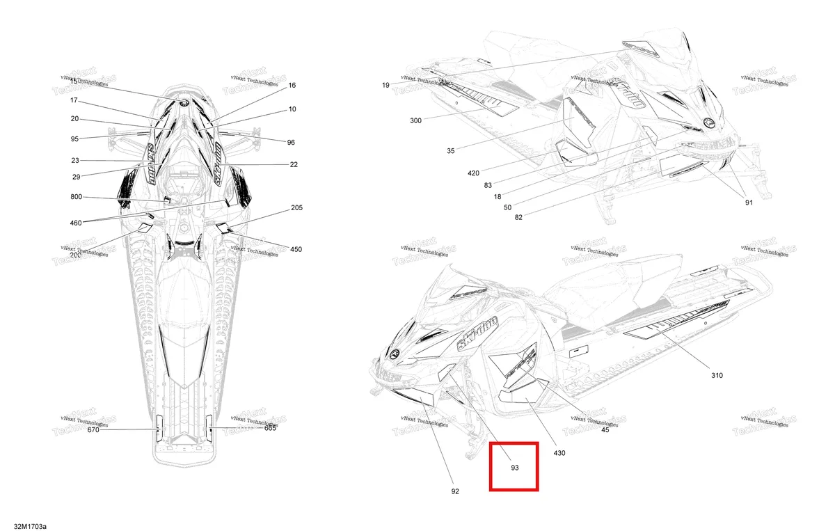Деталь 516007920 на схеме узла 2017 Ski-Doo RENEGADE - 2-STROKE - 600HO E-TEC Decals - Package Xrs